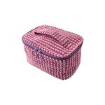 Necessaire_Texturizada_Duplo_Zíper_Poliéster_Cores_Sortidas_21x14x12cm_Ref.CB4776_Platina