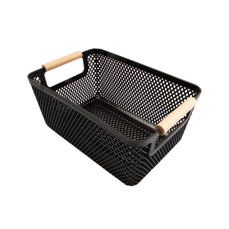 Cesto_Organizador_Multiúso_Ambiente_Preto_Plástico_Pp_E_Madeira_28x18,5x12cm_Ref.LM4054AMB_honeyhome