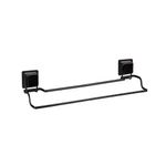 Porta_Toalha_de_Banho_Aço/plástico_Duplo_Black_Sucção_Quadrada_Ref.2654_Arthi