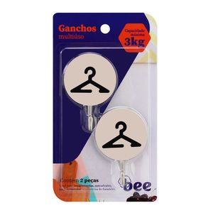 Kit Ganchos Multiuso 2 Peças Autoadesivos Estampados B0177 - bee