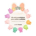 Kit_10_Mini_Presilhas_Coelhinho_Funny_Colors_Plástico_Ps_2x1,5x1,5cm_Ref.LM4244_honeyhome
