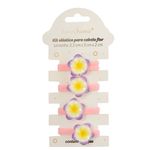Kit_4_Mini_Presilhas_Flor_Duas_Cores_Sortidas_Poliéster,_Resina_3,3x3x2cm_Ref.LM4243_honeyhome