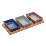 Conjunto_3_Petisqueiras_Cerâmica_Com_Bandeja_de_Bambu_31x14,5x3,5cm_Ref.2676_Lyor