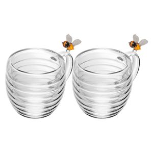 Conjunto 2 Xícaras de Café Lovely Bee Vidro Borossilicato 80ml 220844 - Lyor
