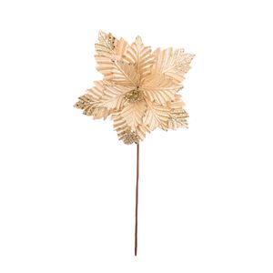 Flor Artificial Decorativa Champanhe Cintilante Natal Poliéster, Ferro 30x10x4,5cm LM3395NTL - honeyhome