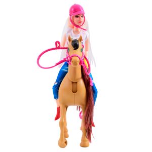 Boneca Adrieli Montaria Com Cavalo e Acessórios Plástico Sortida LJM105 - honeyhome