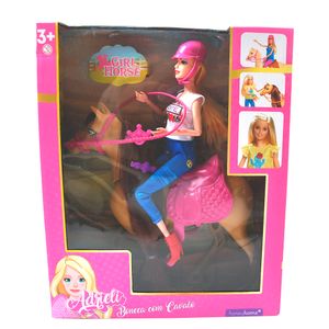 Boneca Adrieli Montaria Com Cavalo e Acessórios Plástico Sortida LJM105 - honeyhome