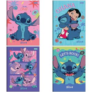 Caderno Brochura 1/4 Capa Dura Stitch Sortido 80 Folhas 4065661 - Foroni