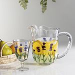 Conjunto_Jarra_1,3l_Com_6_Taças_240ml_Hand_Painting_Cristal_Ecológico_Flores_Lavanda_Ref.221612_Lyor