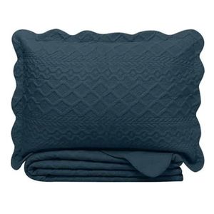 Kit Colcha Queen Ilusion Orla 100% Poliéster Cor 19-4227 Marinho 3 Peças 240x260cm 118044038672 - Camesa