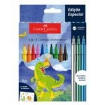 Canetinha_Hidrográfica_10_Cores_+_3_Cores_Efeito_Metálico_Dinossauro_Ref.555409_Faber_Castell