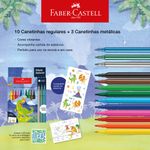 Canetinha_Hidrográfica_10_Cores_+_3_Cores_Efeito_Metálico_Dinossauro_Ref.555409_Faber_Castell