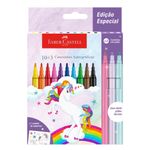Canetinha_Hidrográfica_10_Cores_+_3_Cores_Com_Glitter_Unicórnio_Ref.555410_Faber_Castell