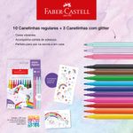 Canetinha_Hidrográfica_10_Cores_+_3_Cores_Com_Glitter_Unicórnio_Ref.555410_Faber_Castell