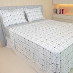 Jogo_Cama_Solteiro_Percal_Delicato_Quadrati_Luminosi_Cinza_160_Fios_3_Peças_Ref.0450004CZ_Portallar