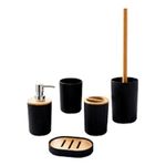 Kit_Banheiro_Plástico_Pp_E_Bambu_Preto_5_Peças_9,8x9,8cmx37cm_F0740_-_Flashgoods