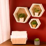 Kit_3_Nichos_Hexagonal_Decorativos_Mosaico_Branco_Ref.KITHEXMOSAICOBR_Multivisão