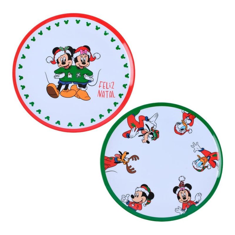 Prato_Raso_Redondo_de_Natal_Melamina_Mickey_E_Minnie_Sortido_26,8cm_Ref.DIS1946_honeyhome