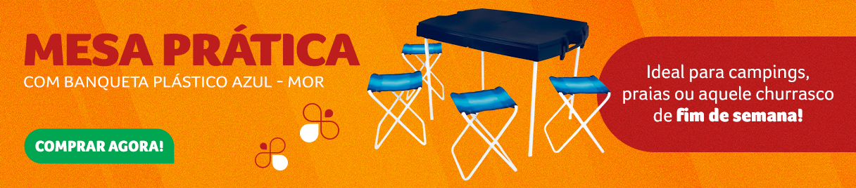Mesa Prática com Banqueta Plástico Azul - Mor